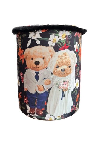 Taburet, Qunef, Jungle Scar Pouffe 18, 45x60 cm, Material: 100% IN, Negru