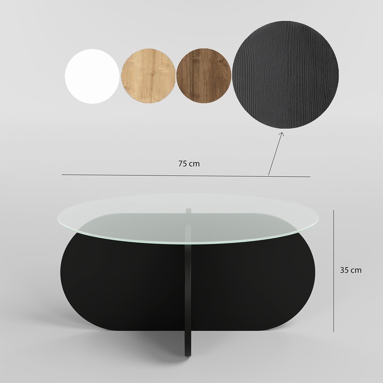 Masuta de cafea, Neostill, Bubble, 75x35x75 cm, Sticla temperata, Negru