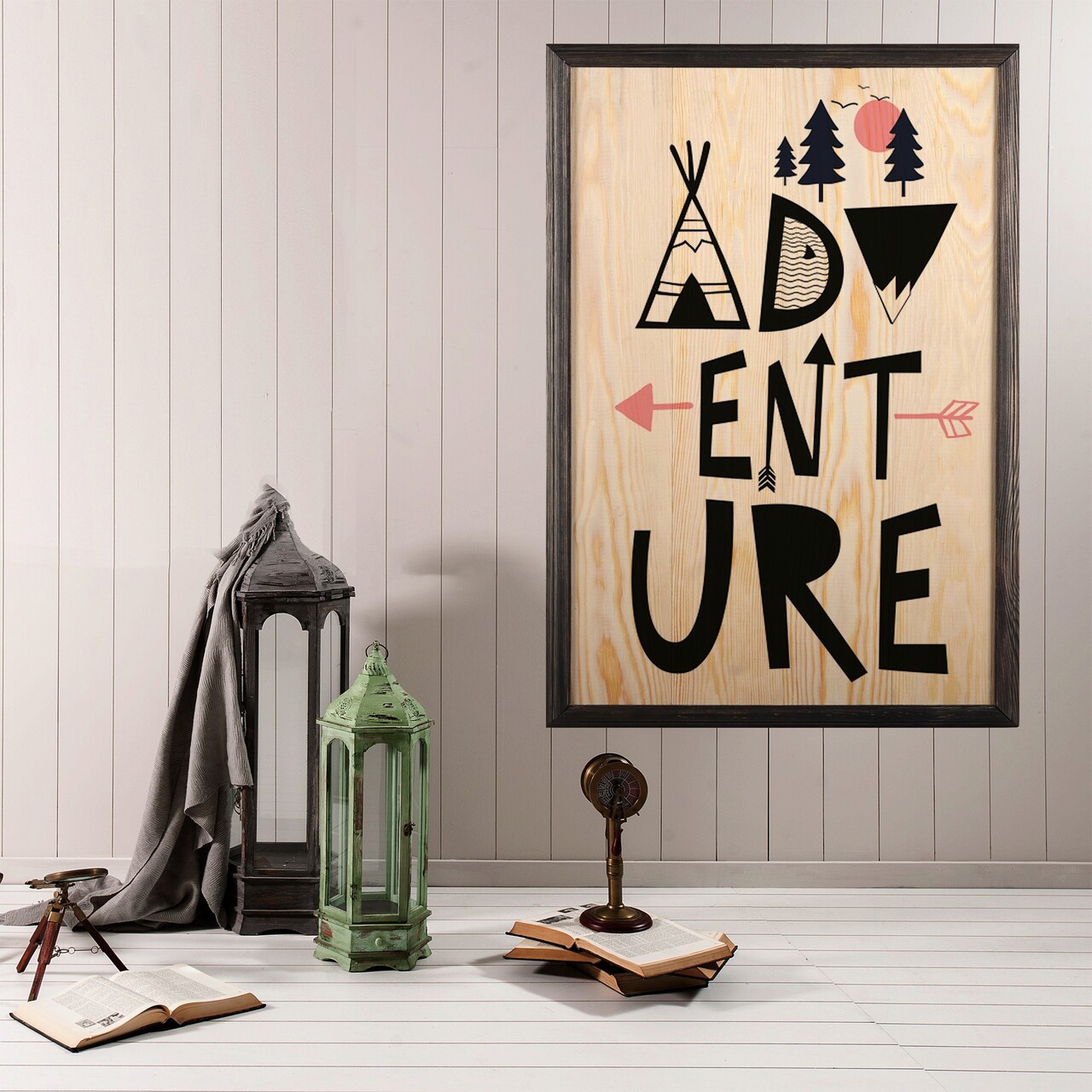 Tablou decorativ, Adventure XL, Lemn, Lemn, Multicolor