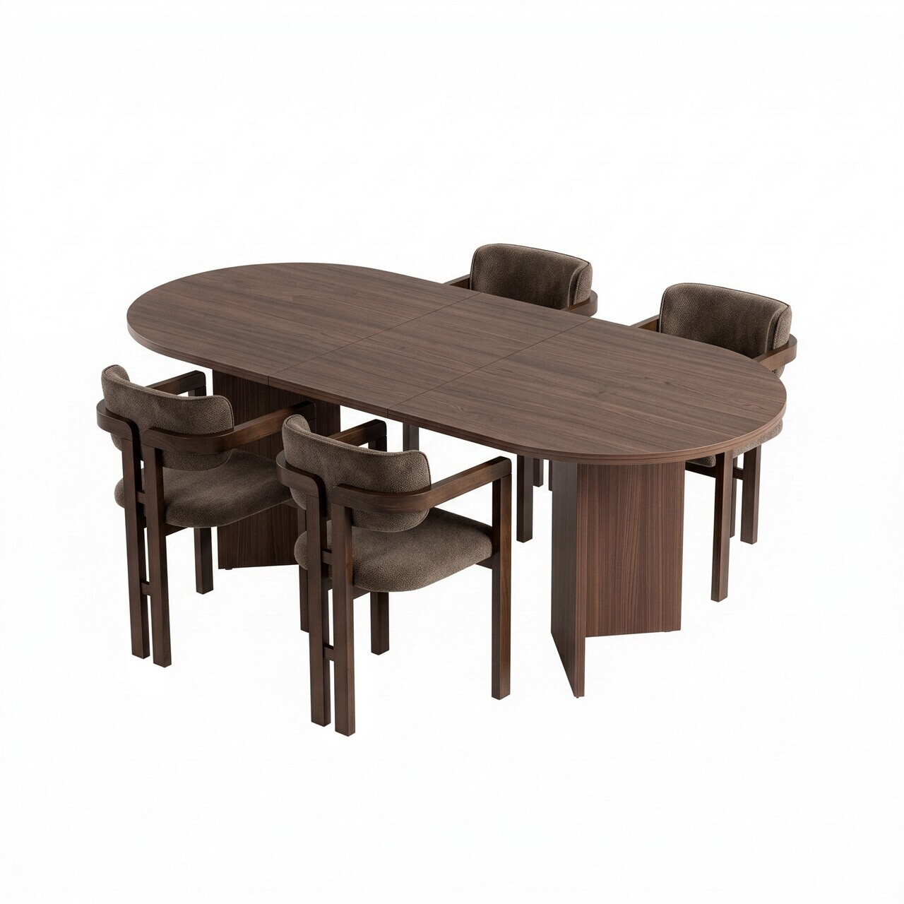 Set masa extensibila si scaune (5 piese), Nordure, Aleria 4, Nuc Milano / Nuc Închis / Maro — imaginea 4