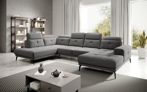 Coltar stanga 6 locuri ELTAP, LT-05GO, Bretan, 350x205x107 cm, lemn/poliester, gri