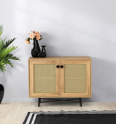 Dulap multifunctional, kalune design, tarsus, 100x77x40 cm, stejar / negru