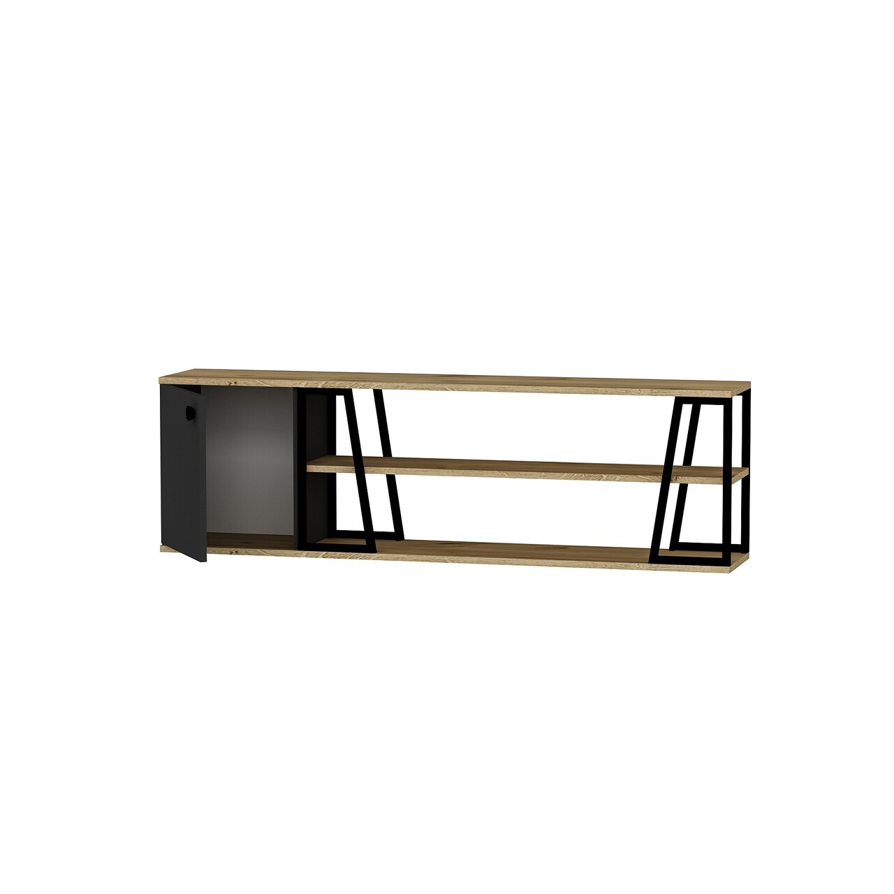 Comoda TV, Arnetti, Lissa Dolapli Tv Stand, 160x30x48 cm, PAL, Safir / Negru