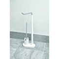 Suport hartie igienica si perie de toaleta Cade, iDesign, 23x13.5x64 cm, alb/gri