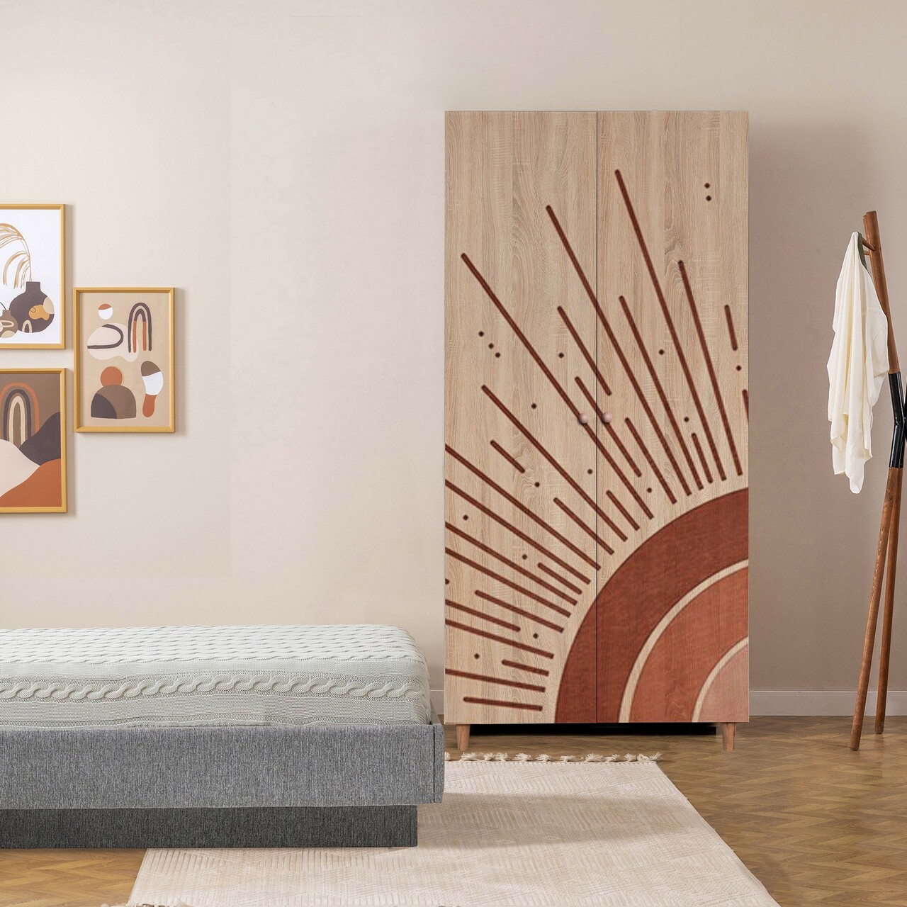 Dulap pentru haine, Vella, Lidya 2 -970, 90x192x52 cm, PAL, Sonomo