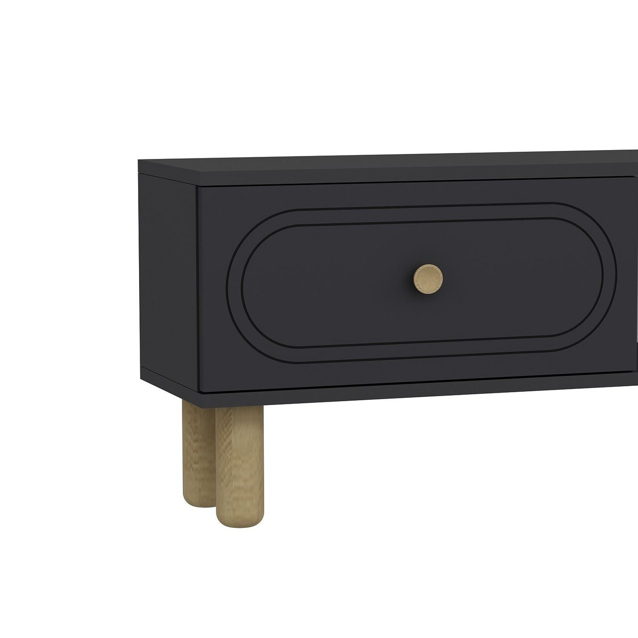 Comoda TV, Hanah Home, Polen Bohem Fireplace, 150x44.6x29.6 cm, PAL , Antracit - imagine 3