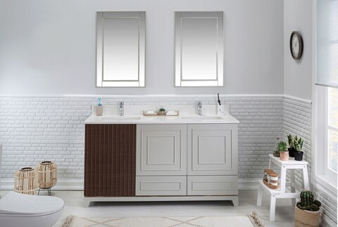 Set mobilier de baie (3 piese), Jussara, Ohio 60, Gri Jussara