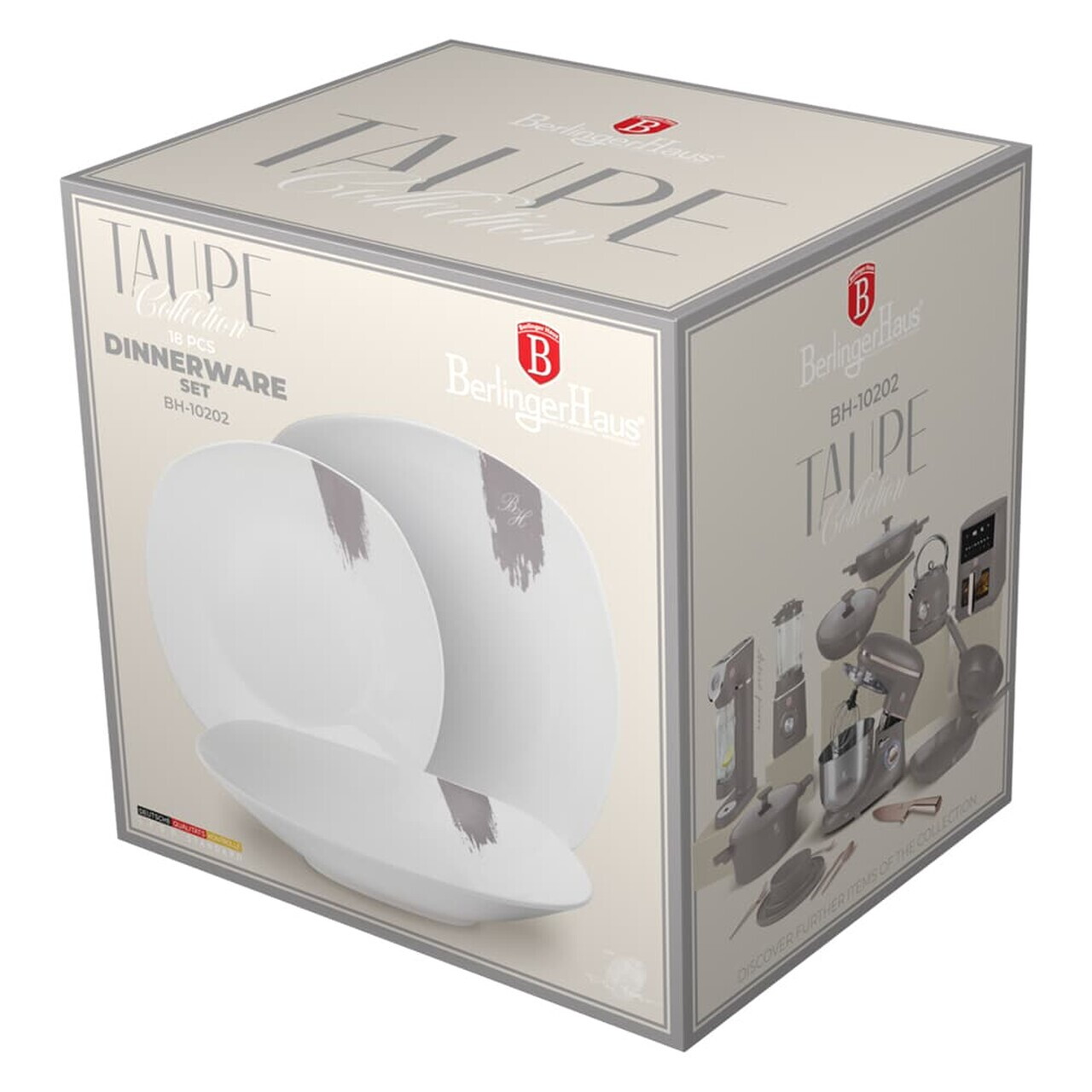 Serviciu de masa 18 piese Berlinger Haus, Taupe, portelan, alb/taupe - imagine 10