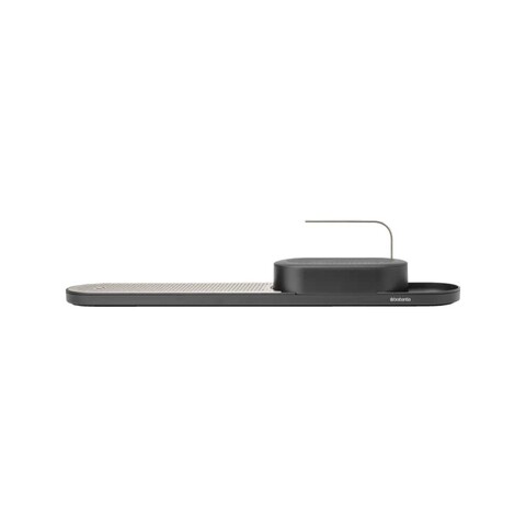 Set organizator chiuveta cu suport de uscare vase, Brabantia, SinkStyle Mineral, 75x13x15 cm, plastic/inox, gri inchis