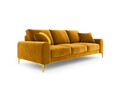 Canapea, Madara, Mazzini Sofas, 3 locuri, gold legs, 222x102x90 cm, catifea, galben