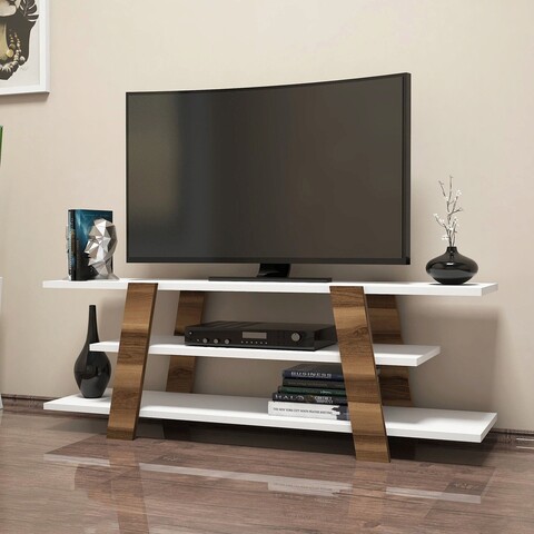 Comoda tv, hommy craft, flower, 120x42x33.6 cm, nuc / alb