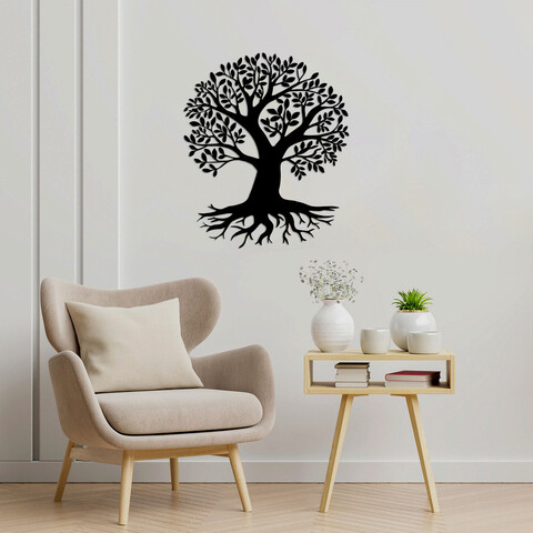 Decoratiune de perete, monumental tree 2, metal, dimensiune: 70 x 83 cm, negru