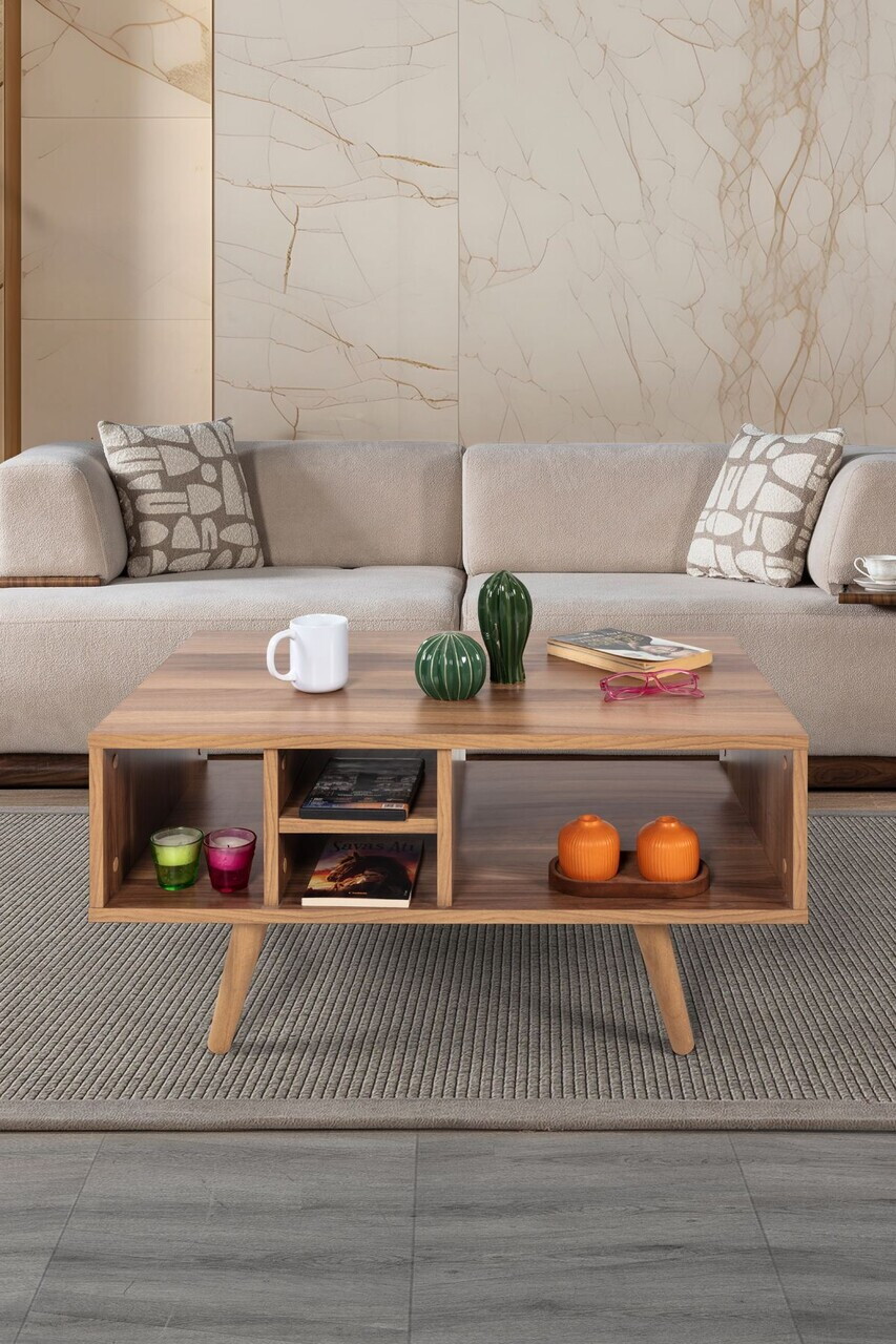 Masuta de cafea, Hanah Home, Sina 2027, 90x43x55 cm, PAL, Maro — imaginea 2