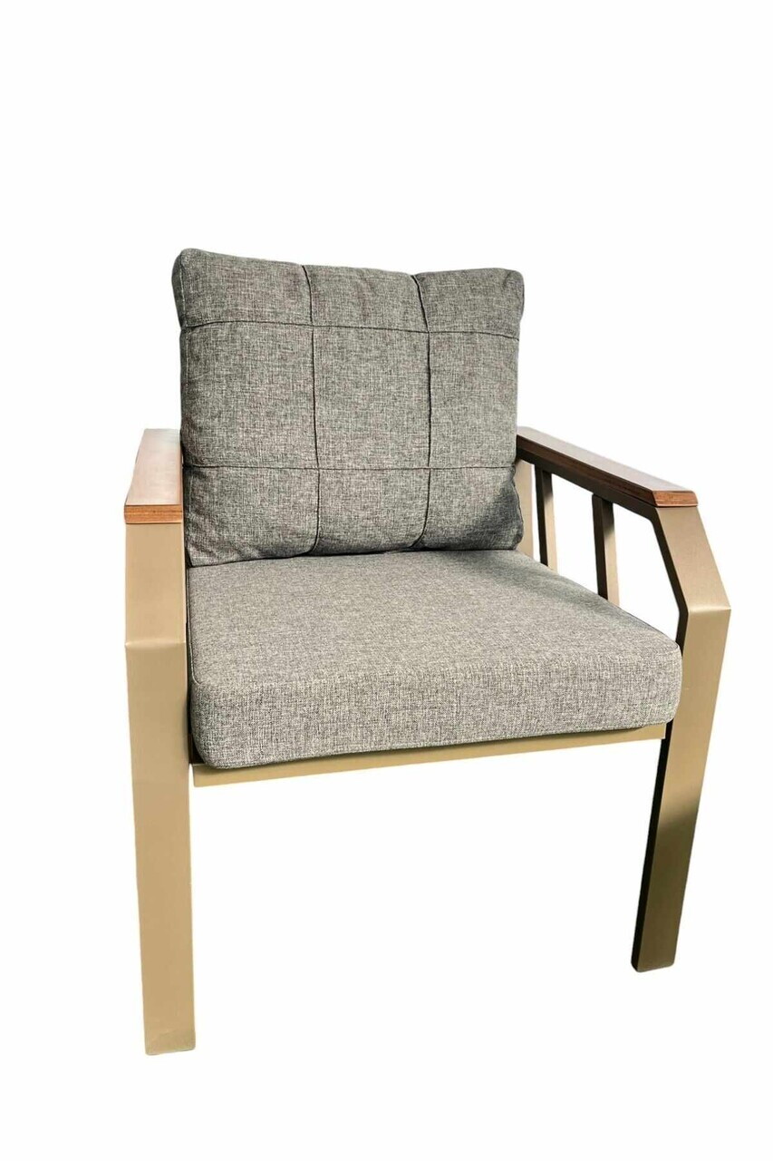 Set mobilier de gradina, Hanah Home, Nergiz 2+1+1, Metal, Miere / Gri - view 5