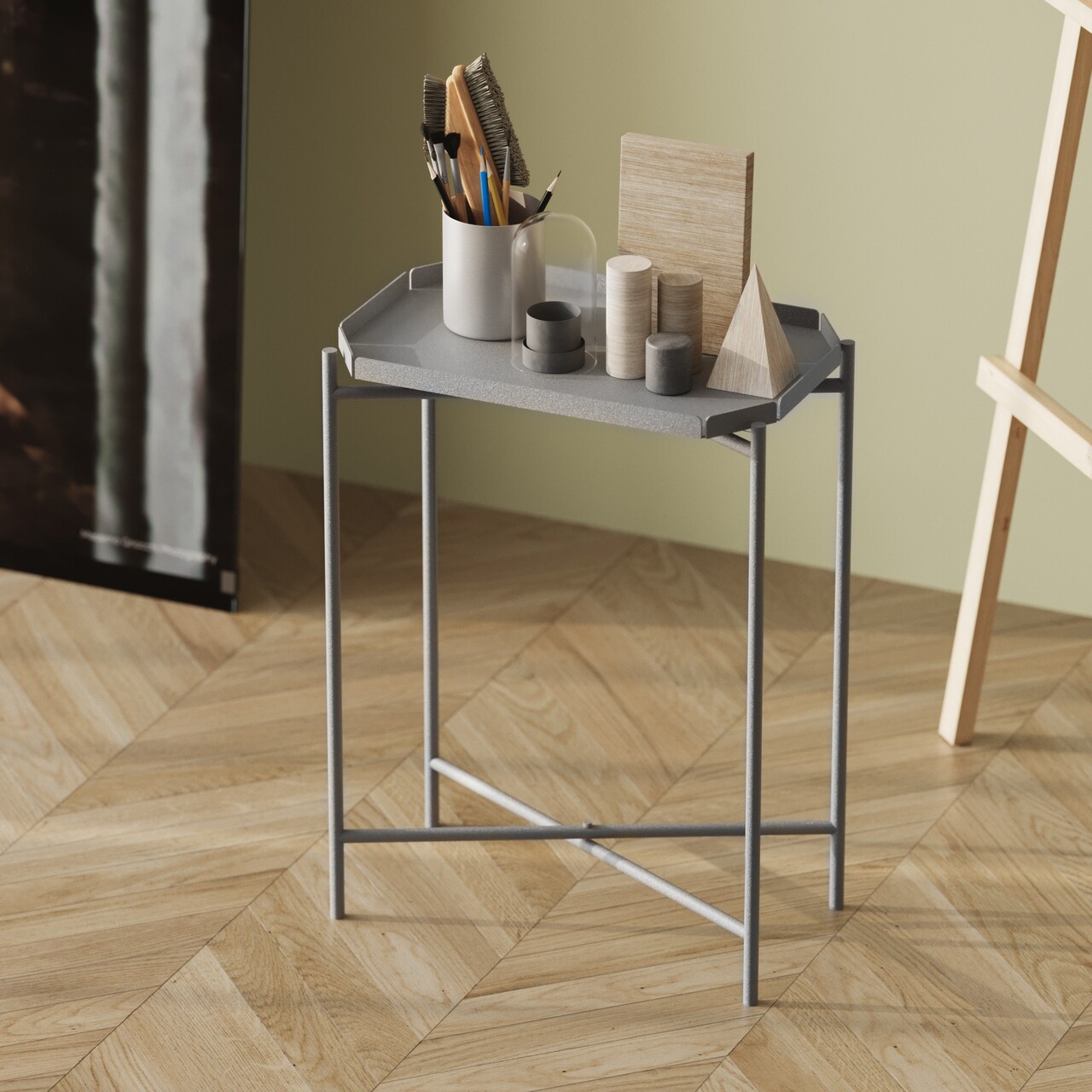 Masuta de cafea, Cerritos, Shb-009-C, 26x56x40 cm, Metal, Gri - 1 | YEO