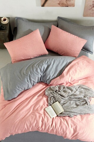 Lenjerie de pat dubla, maxi color - powder, eponj home, 65% bumbac/35% poliester