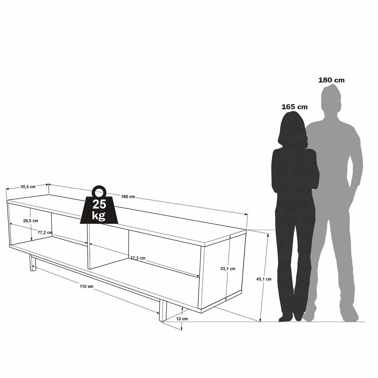 Comoda TV, Hanah Home, Boh1-Sw, 160x45.1x35.5 cm, PAL, Natural/Alb — imaginea 7