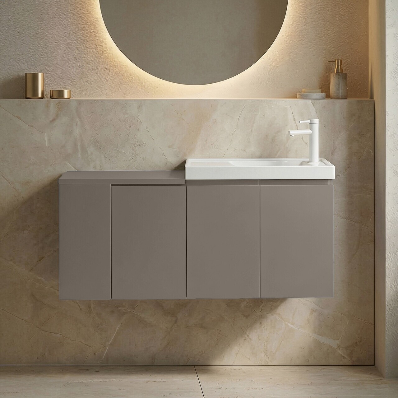 Dulap de baie cu chiuvetă, Hanah Home, Ferla 110, Nurcă mată
