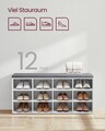 Bancheta cu pantofar Vasagle, 12 compartimente, 104x30.3x48 cm, max 136 kg, PAL, alb/gri