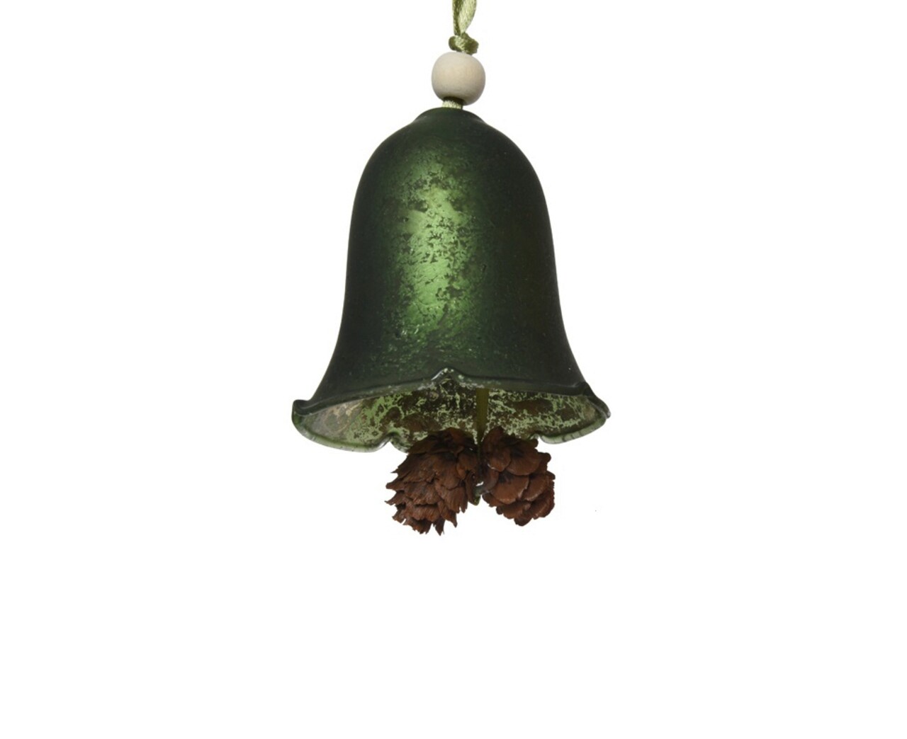 Glob Bell antique, Decoris, 6x8 cm, sticla, verde