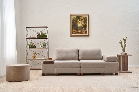Canapea extensibila 3 locuri, Balcab Home, 825BLC4312, Lemn, Crem