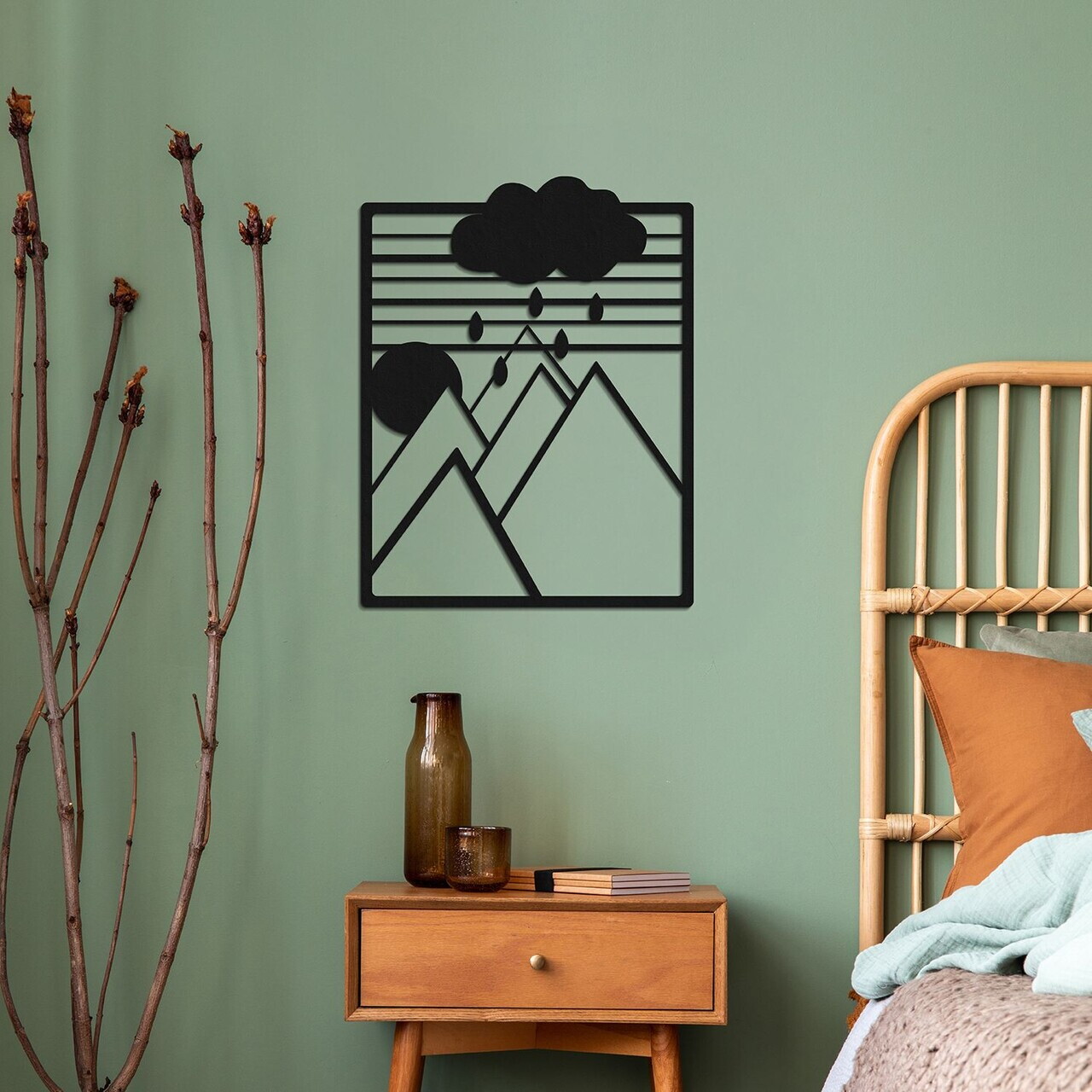 Decoratiune de perete, lluvia, Metal, Grosime: 1,2 mm, Negru — imaginea 2