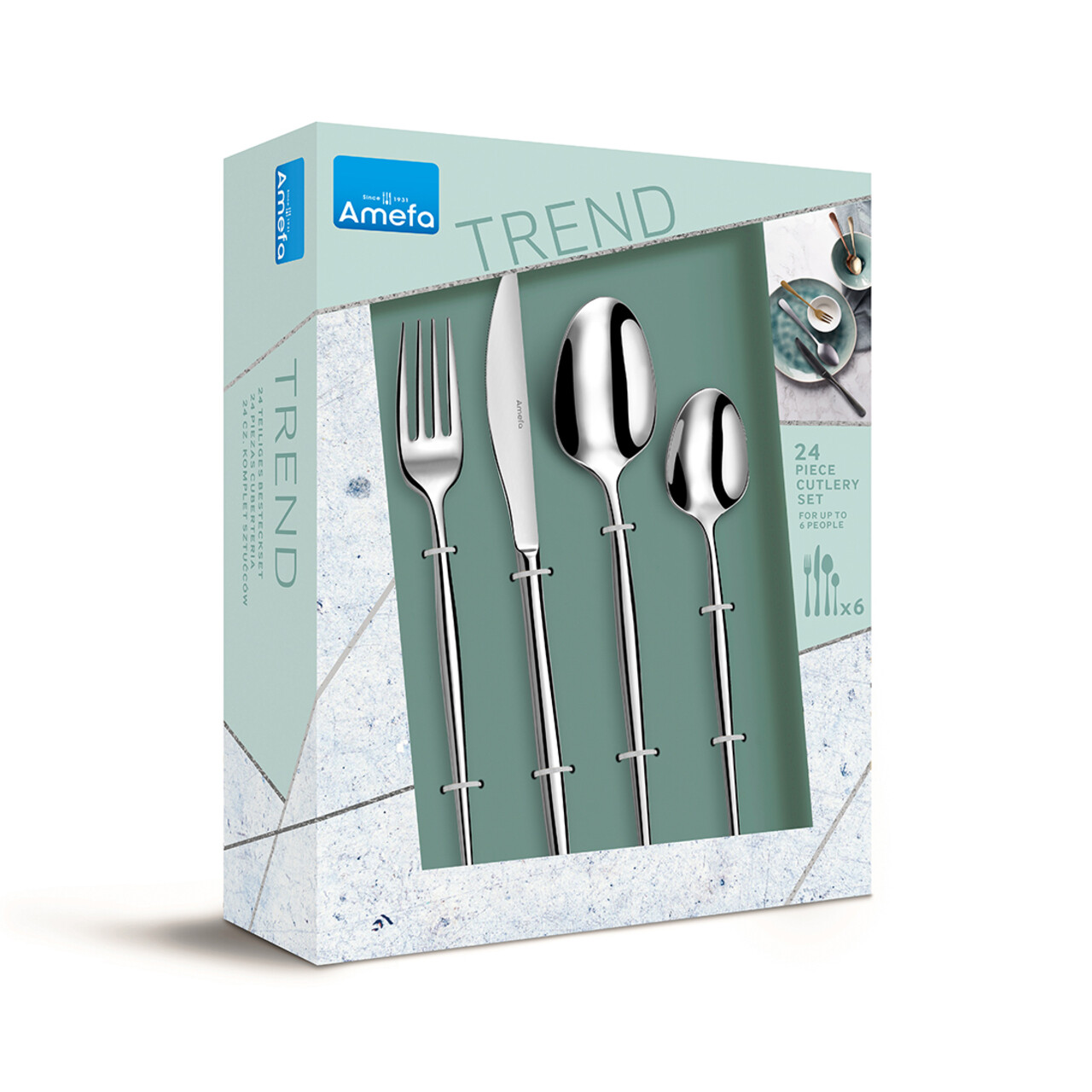 Set tacamuri 24 piese Soprano, Amefa, 6 persoane, inox 18/0, argintiu — imaginea 9