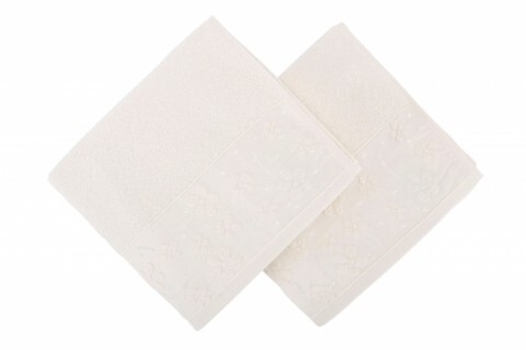 Set 2 prosoape de maini 50x90 cm, 100% bumbac, soft kiss, papatya white