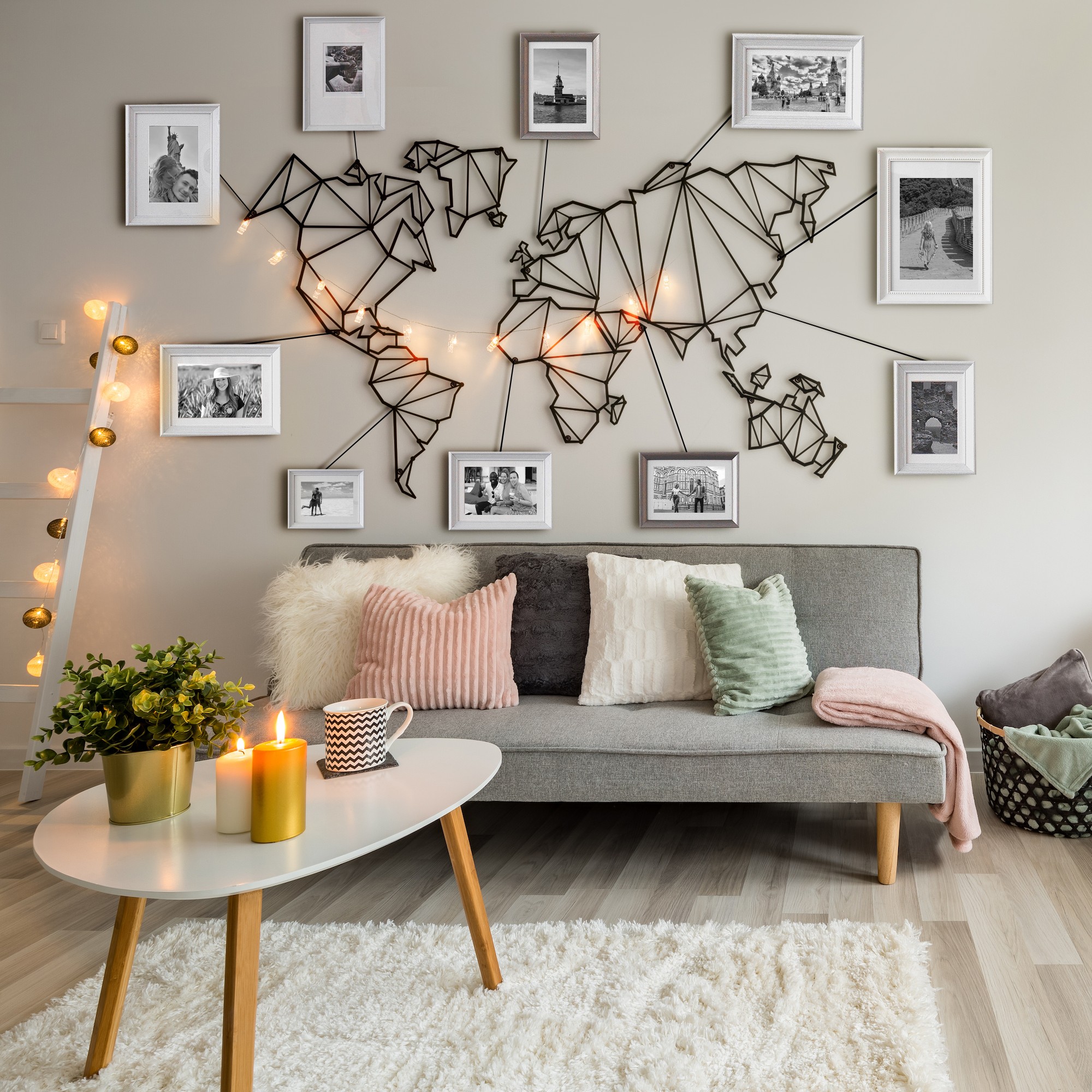 Decoratiune de perete, MAP-MET9001-BLC, Dimensiuni: 100 x 60 x 1,5 cm, Negru