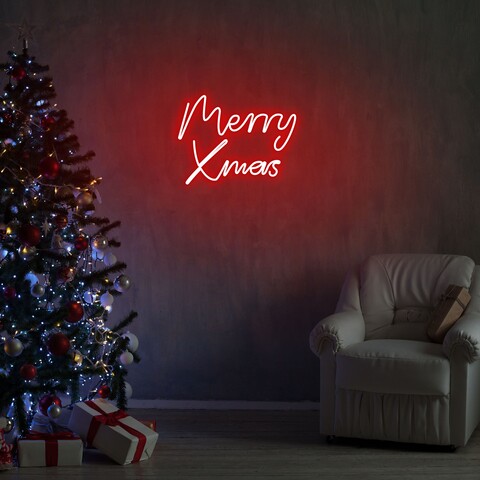 Lampa de perete Merry Christmas, Neon Graph, 43x33x2 cm, rosu mezoni.ro