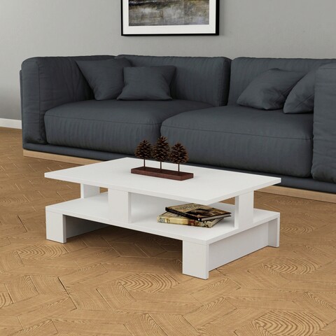 Masuta de cafea, decortie, mansu, 80x27.5x50 cm, alb