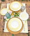 Serviciu de masa 18 piese, Brandani, Polline Yellow, portelan New Bone China