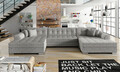 Coltar extensibil 5 locuri, ELTAP, Vento, 359x165x87 cm, lemn/poliester, gri