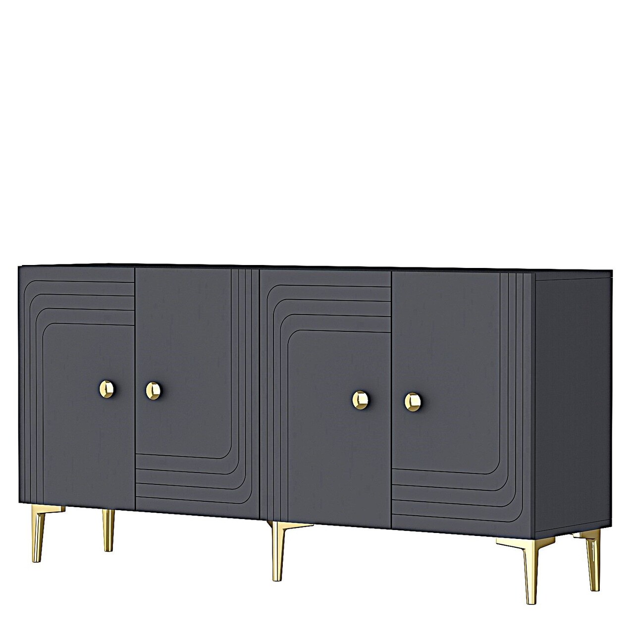 Consola, Hanah Home, Lessi 150, 150x75x32 cm, Antracit / Aur - view 5