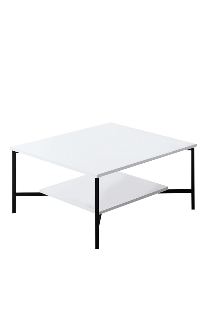 Masuta de cafea, Bexley, Black Line, 80x80x40 cm, PAL, Alb/Negru - 2 | YEO