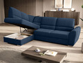 Coltar extensibil stanga 3 locuri ELTAP, LT-40LO, Siber, 270x186x93 cm, lemn/poliester, albastru inchis