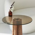 Masuta de cafea, Neostill, Thales, 50x50x50 cm, Sticla temperata, Bronz / Nuc
