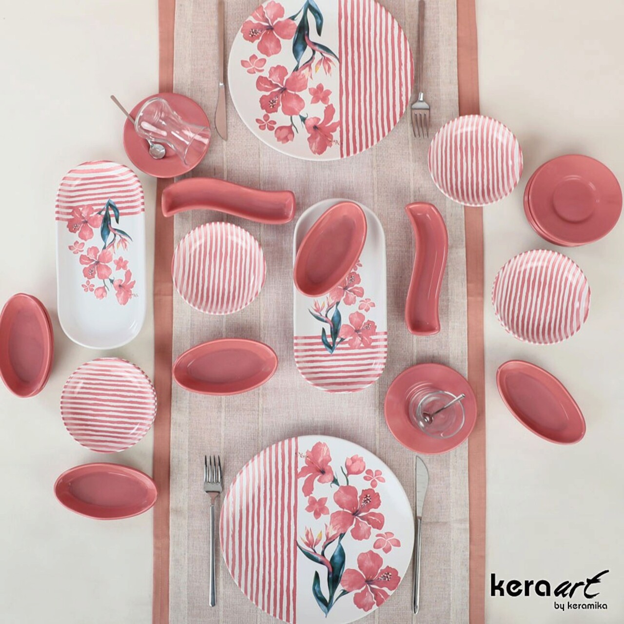 Set de mic dejun, Keramika, 275KRM1796, Ceramica , Farfurie intinsa 26 cm, Multicolor - 1 | YEO