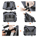 Cusca textile pentru caini / Geanta de transport animale de companie L, Feandrea, max 16 kg, 70x52x52 cm, tesatura Oxford, gri
