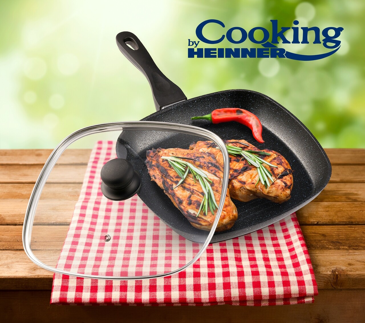 Tigaie grill cu capac Black Sand, Cooking by Heinner, 28x4 cm, aluminiu turnat - 2 | YEO