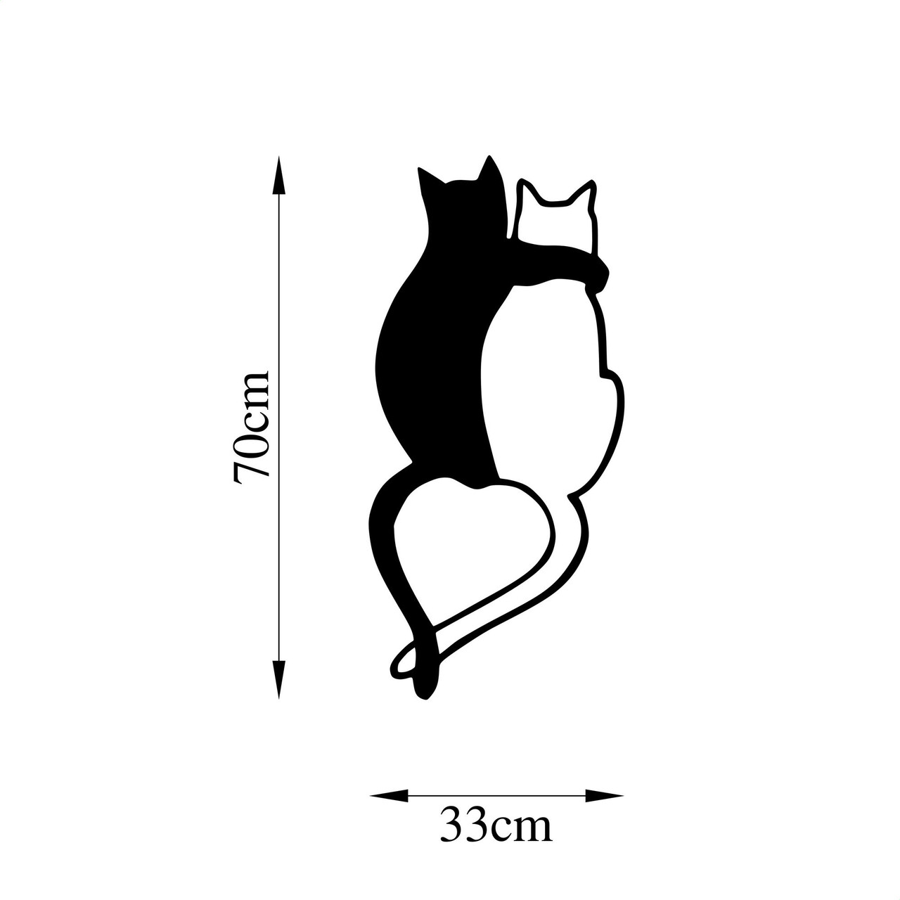 Decoratiune de perete, Love Cats, Metal, Dimensiune: 33 x 70 cm, Negru