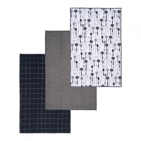 Set 3 prosoape pentru bucatarie tools, heinner, 45x70 cm, poliester, gri