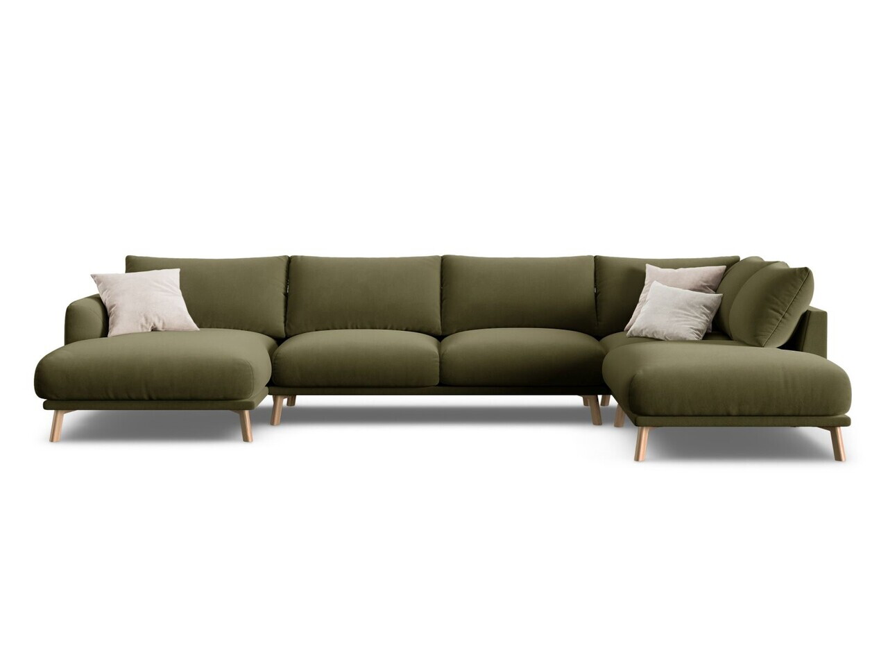 Coltar panoramic dreapta 6 locuri, Naomi, Micadoni Home, 365x235x75 cm, catifea, verde