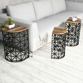 Set masute 3 piese, Hommy Craft, Stil Metal Ferforje, Nuc / Negru