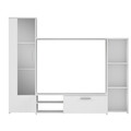 Set mobilier living 4 piese Raalte, Bedora, 220.4x41.3x177.5 cm, PAL/sticla/plastic, alb