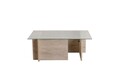 Masuta de cafea, Nordure, Vetrino, 105x40x65 cm, Sticla temperata , Travertin