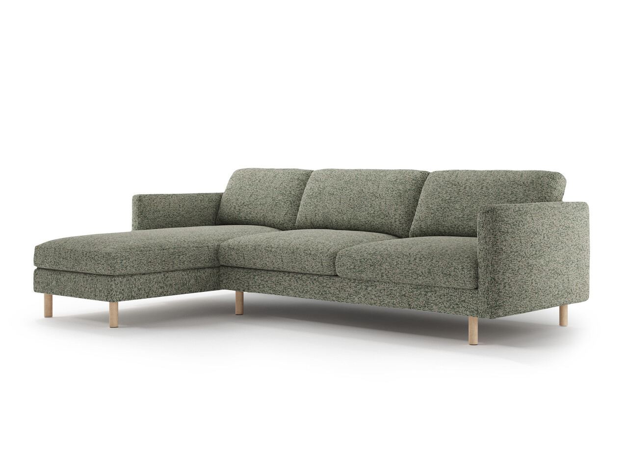 Coltar stanga 4 locuri, Eden, Micadoni, 286x150x90 cm, tesatura structurata, verde muschi melanj - 1 | YEO