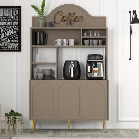 Dulap de bar pentru cafea, Hommy Craft, Lyon 120, 120x202x35 cm, PAL, Atlas / Aur