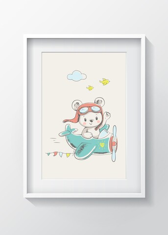 Tablou decorativ Trevor, Oyo Kids, 29×24 cm, lemn/MDF, multicolor 29x24