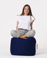 Taburet puf, Square Pouf, Ferndale, 45x45 cm, poliester impermeabil, albastru inchis
